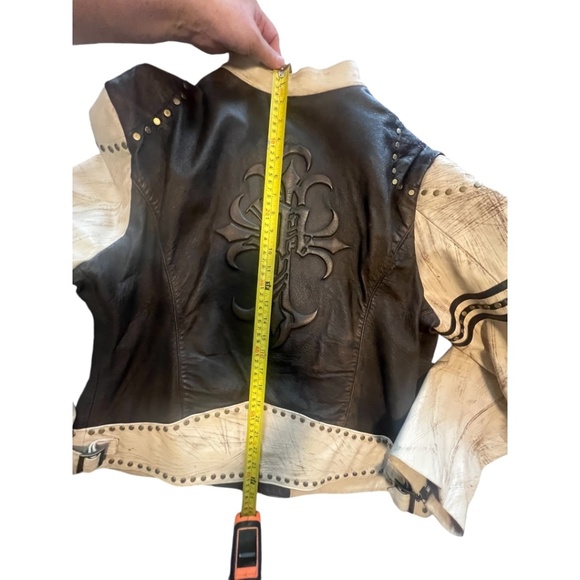 Wilsons Leather Moto Jacket Vintage Rare Biker Woman Men Distressed IX XXL Plus - Picture 13 of 15